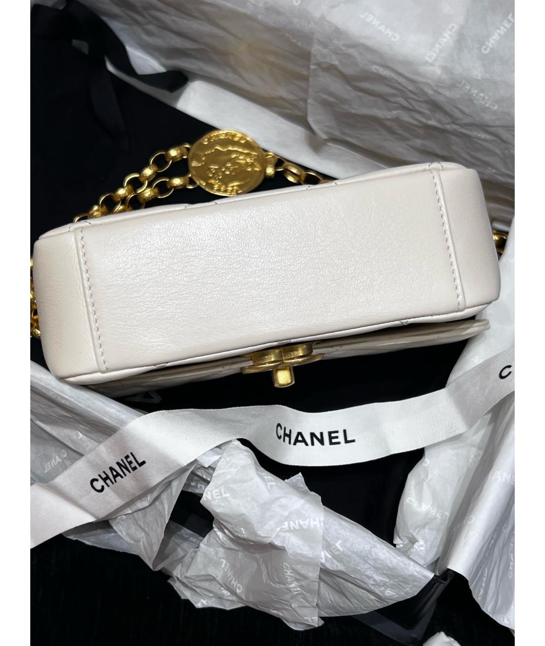CHANEL Белая кожаная сумка через плечо, фото 4