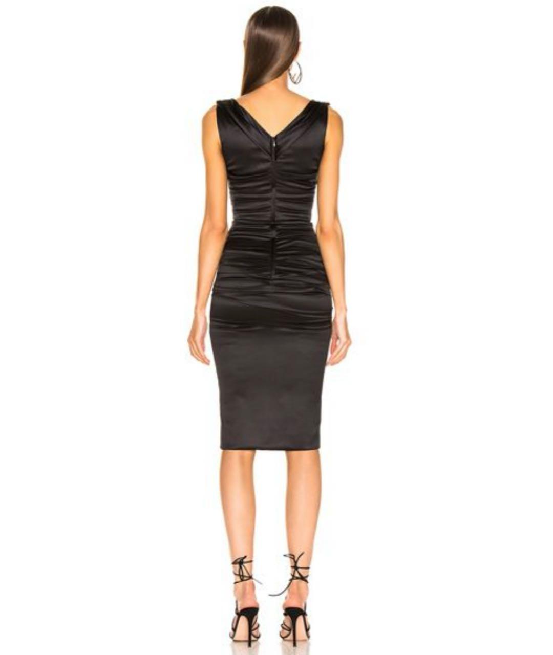 DOLCE&GABBANA Черное атласное коктейльное платье, фото 2