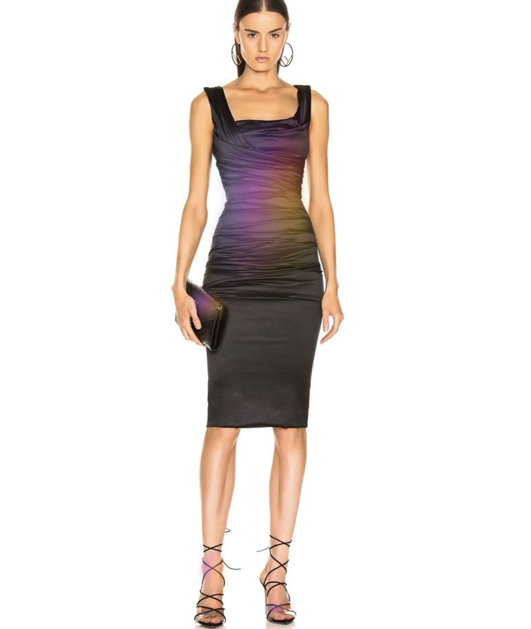 DOLCE&GABBANA Черное атласное коктейльное платье, фото 3