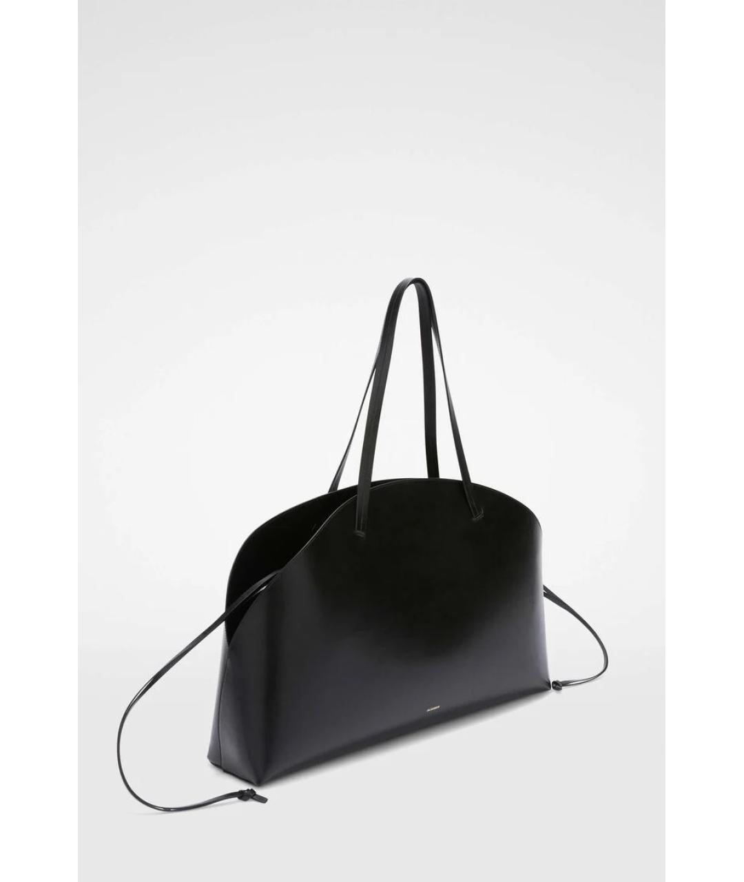 JIL SANDER Черная кожаная сумка тоут, фото 3