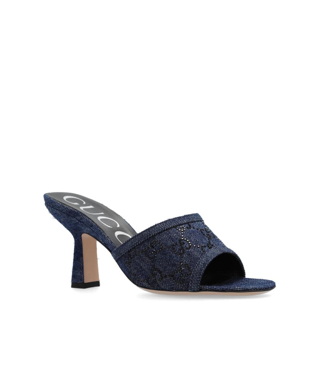 GUCCI Темно-синие текстильные мюли, фото 2