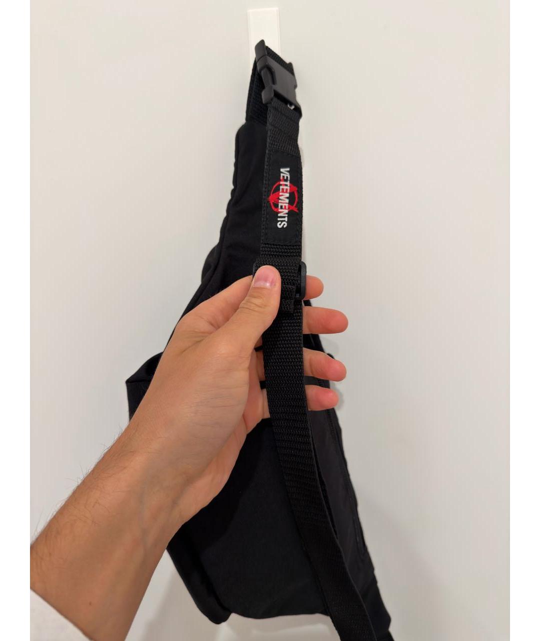 VETEMENTS Черная хлопковая поясная сумка, фото 7