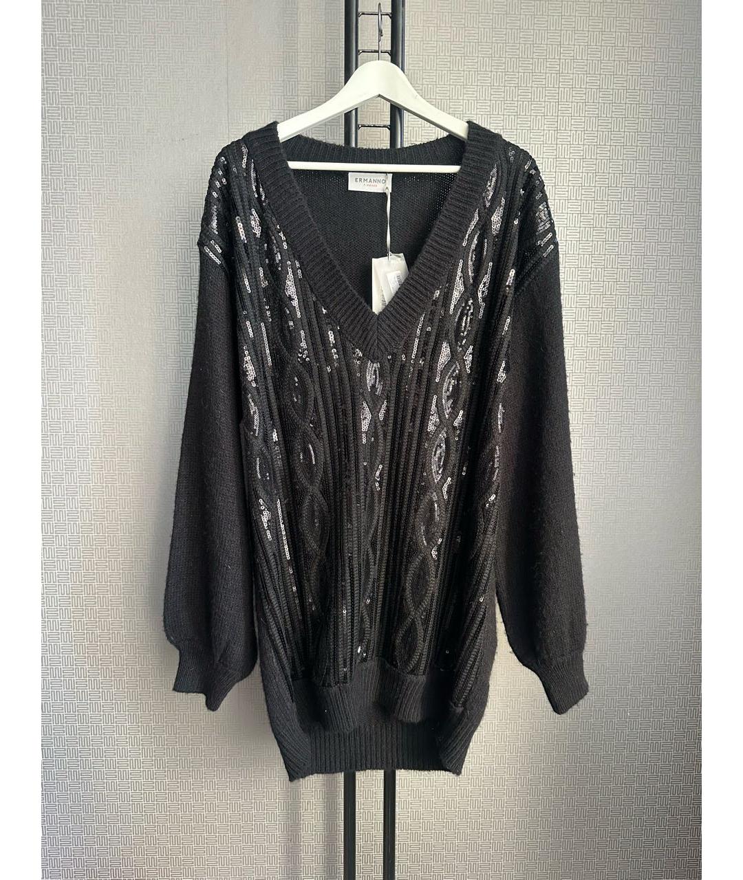 ERMANNO FIRENZE Черный шерстяной джемпер / свитер, фото 6