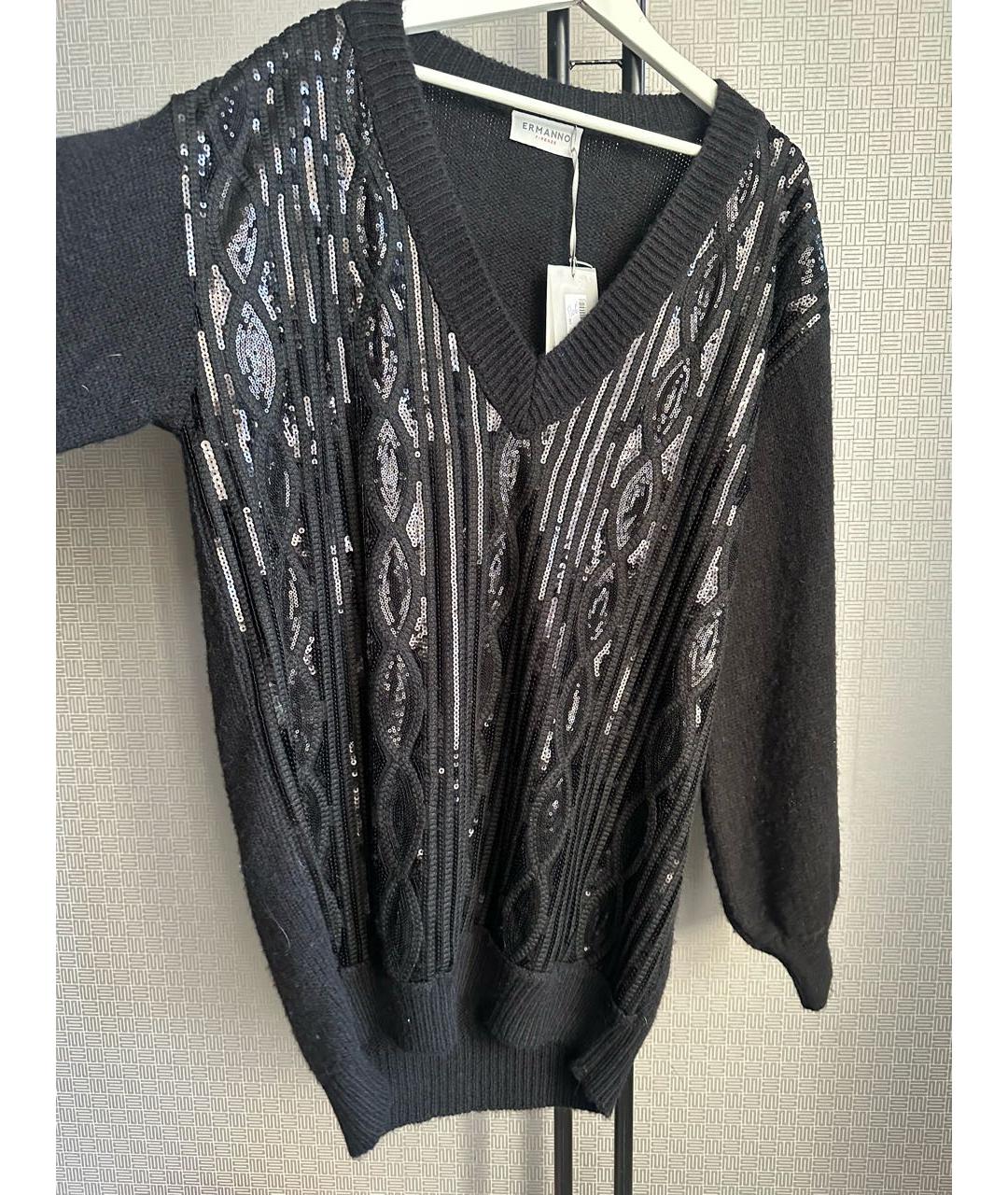 ERMANNO FIRENZE Черный шерстяной джемпер / свитер, фото 2