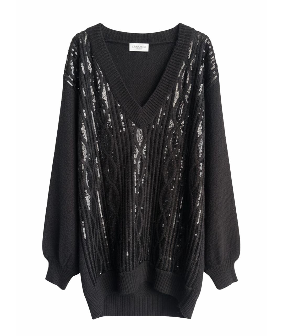 ERMANNO FIRENZE Черный шерстяной джемпер / свитер, фото 1