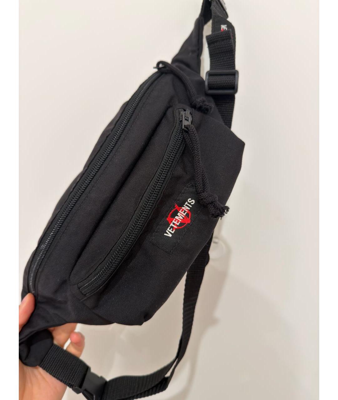 VETEMENTS Черная хлопковая поясная сумка, фото 6