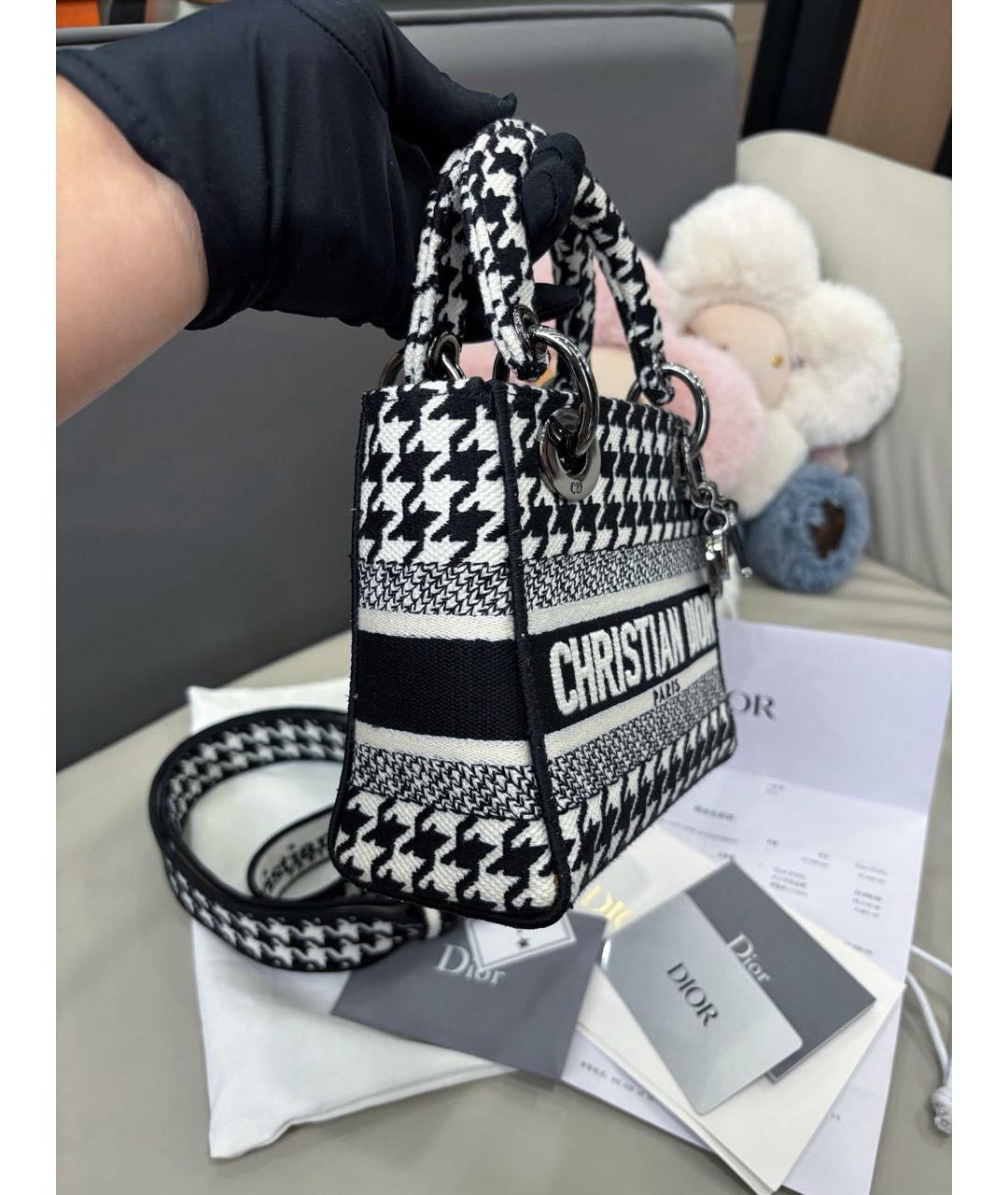 CHRISTIAN DIOR Черная тканевая сумка тоут, фото 3