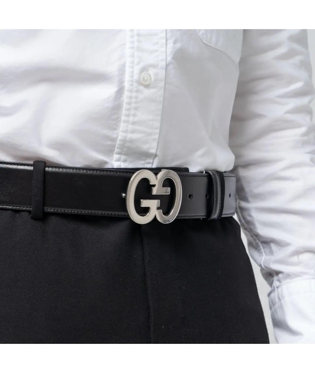 GUCCI Черный кожаный ремень, фото 2