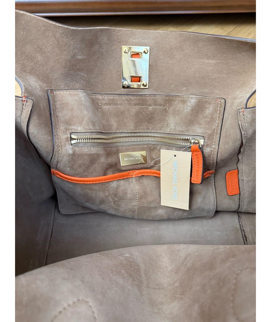 MICHAEL KORS Оранжевая кожаная сумка тоут, фото 6
