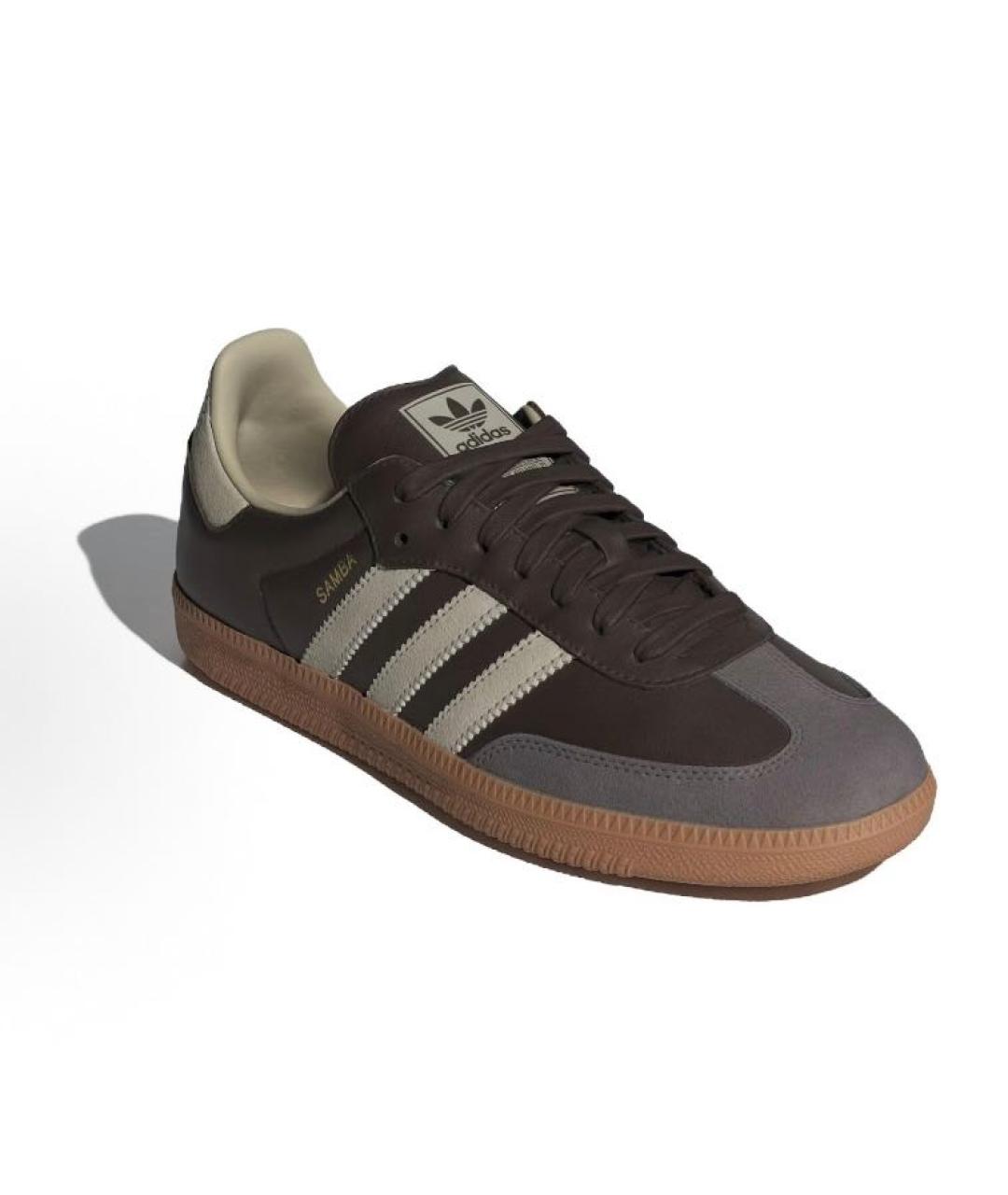 ADIDAS Коричневые кожаные низкие кроссовки / кеды, фото 4