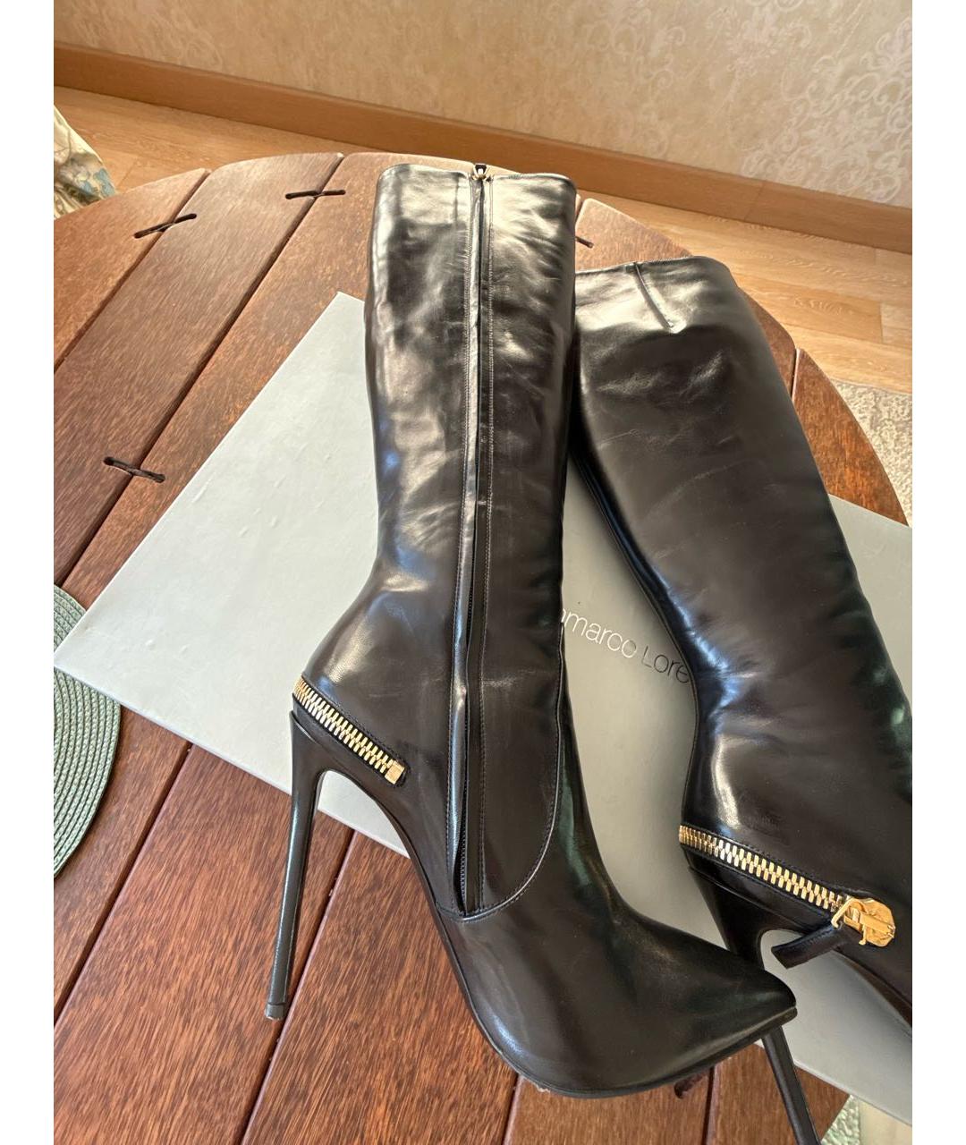 GIAN MARCO LORENZI Черные кожаные сапоги, фото 6