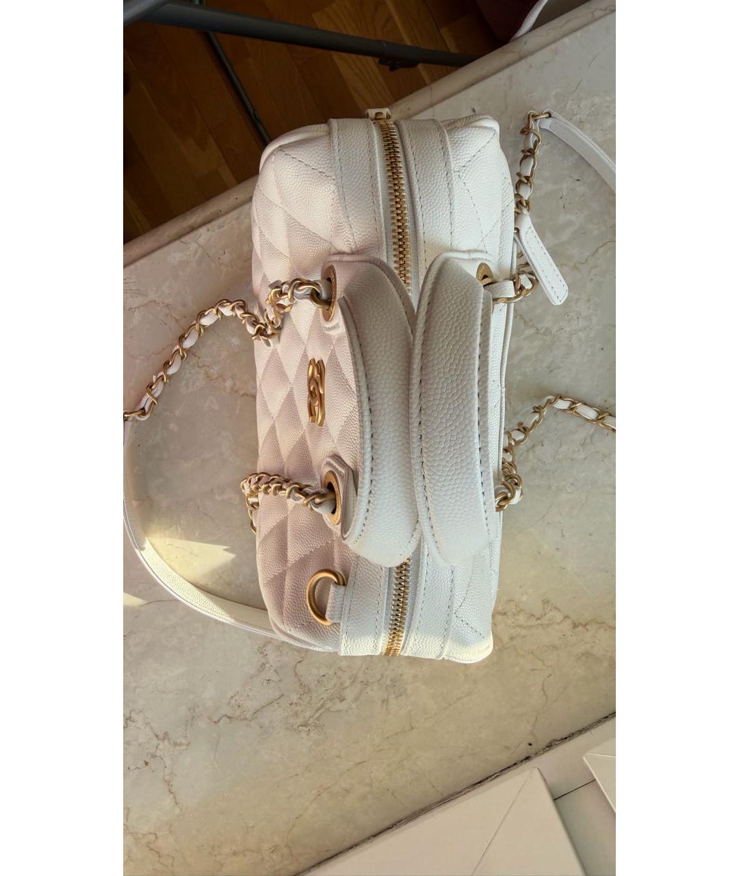 CHANEL Белая кожаная сумка через плечо, фото 5