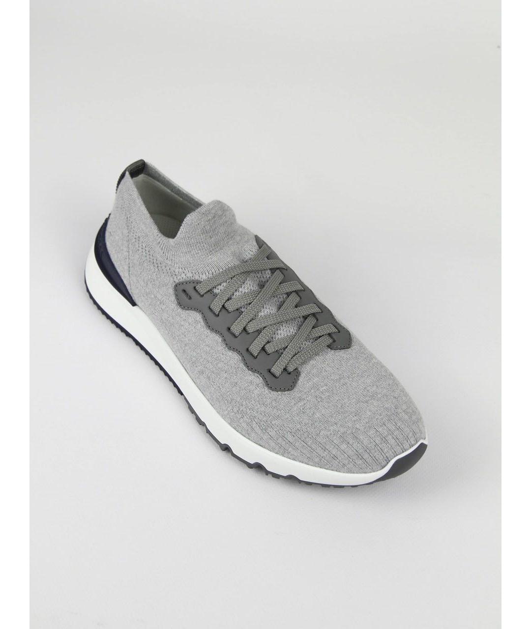 BRUNELLO CUCINELLI Серые текстильные низкие кроссовки / кеды, фото 4