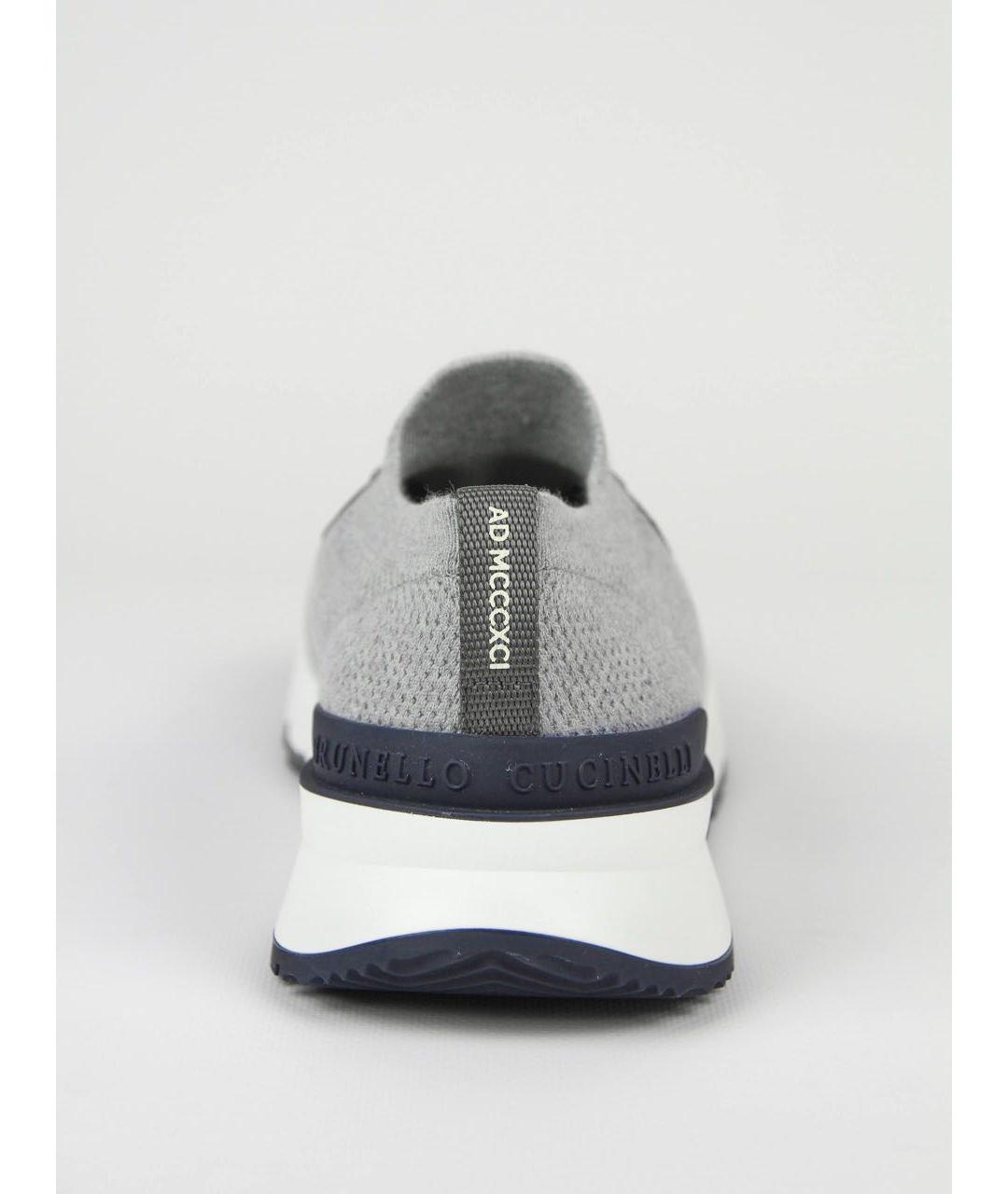 BRUNELLO CUCINELLI Серые текстильные низкие кроссовки / кеды, фото 5