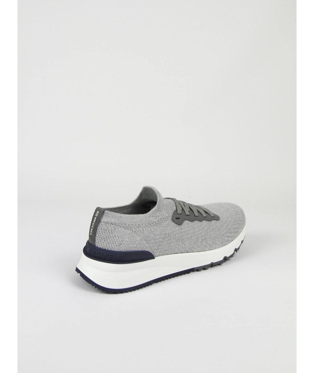 BRUNELLO CUCINELLI Серые текстильные низкие кроссовки / кеды, фото 6