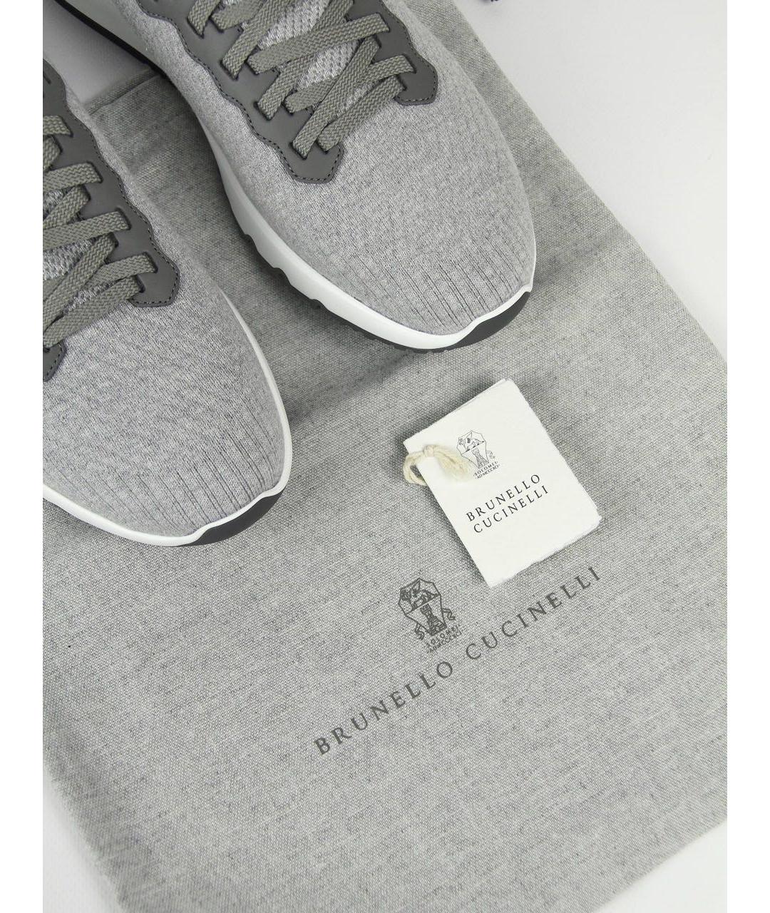 BRUNELLO CUCINELLI Серые текстильные низкие кроссовки / кеды, фото 3