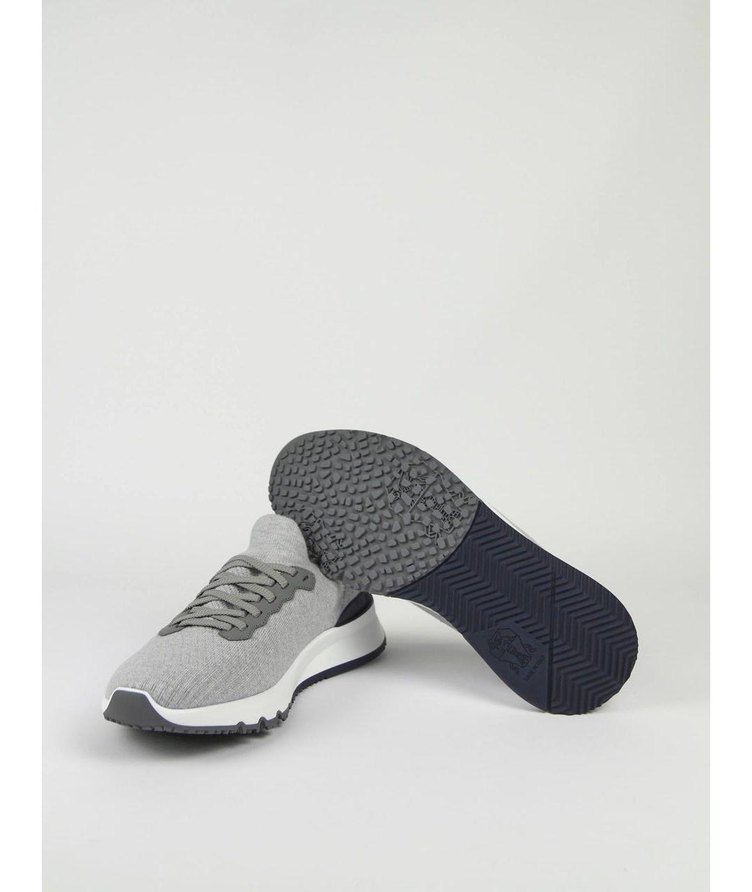 BRUNELLO CUCINELLI Серые текстильные низкие кроссовки / кеды, фото 8