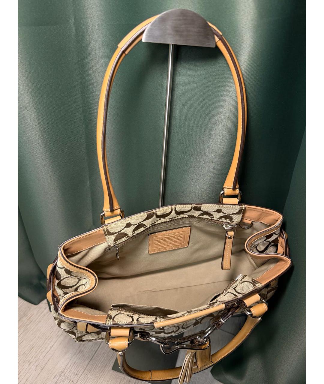 COACH Коричневая сумка с короткими ручками, фото 5