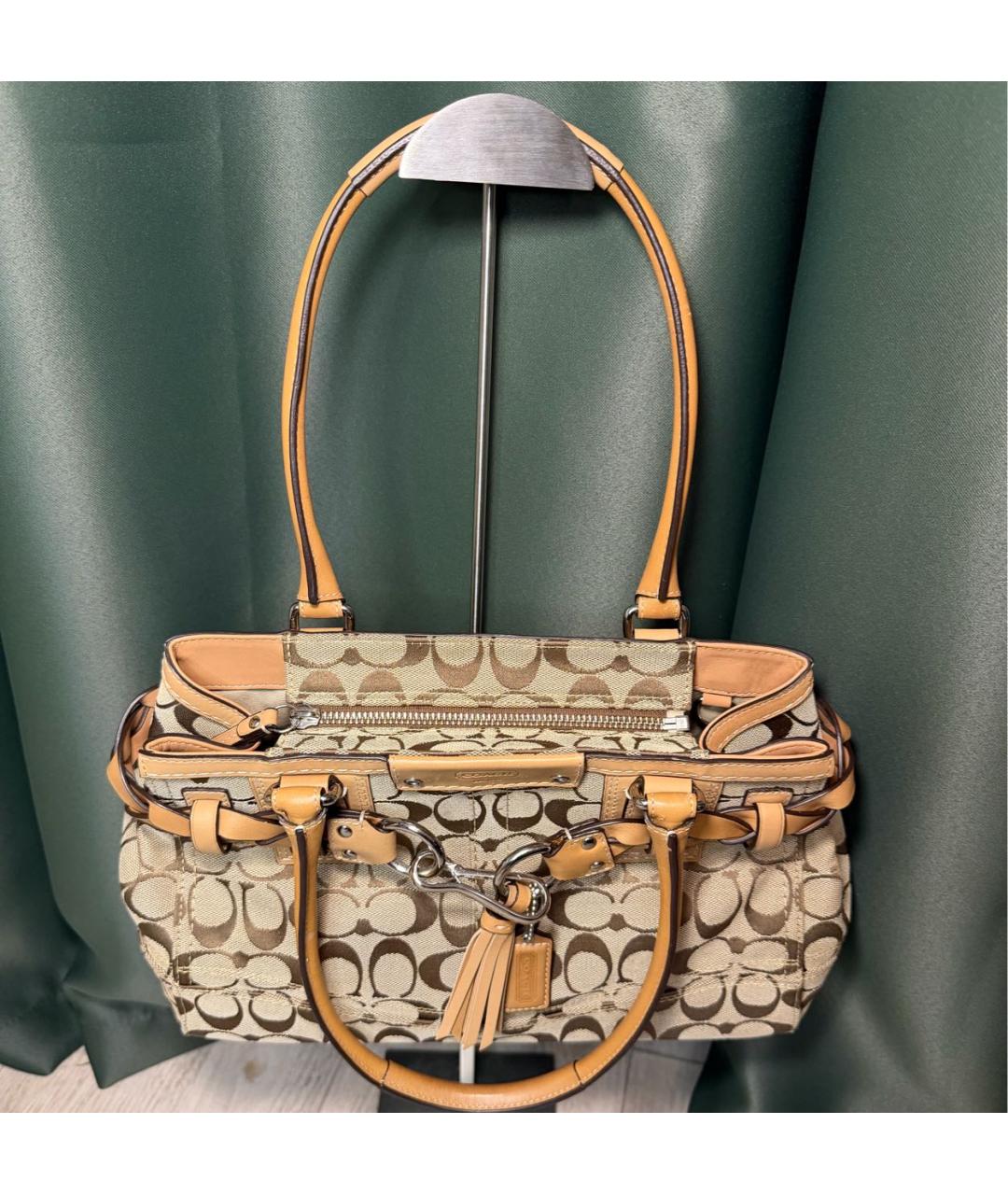 COACH Коричневая сумка с короткими ручками, фото 4