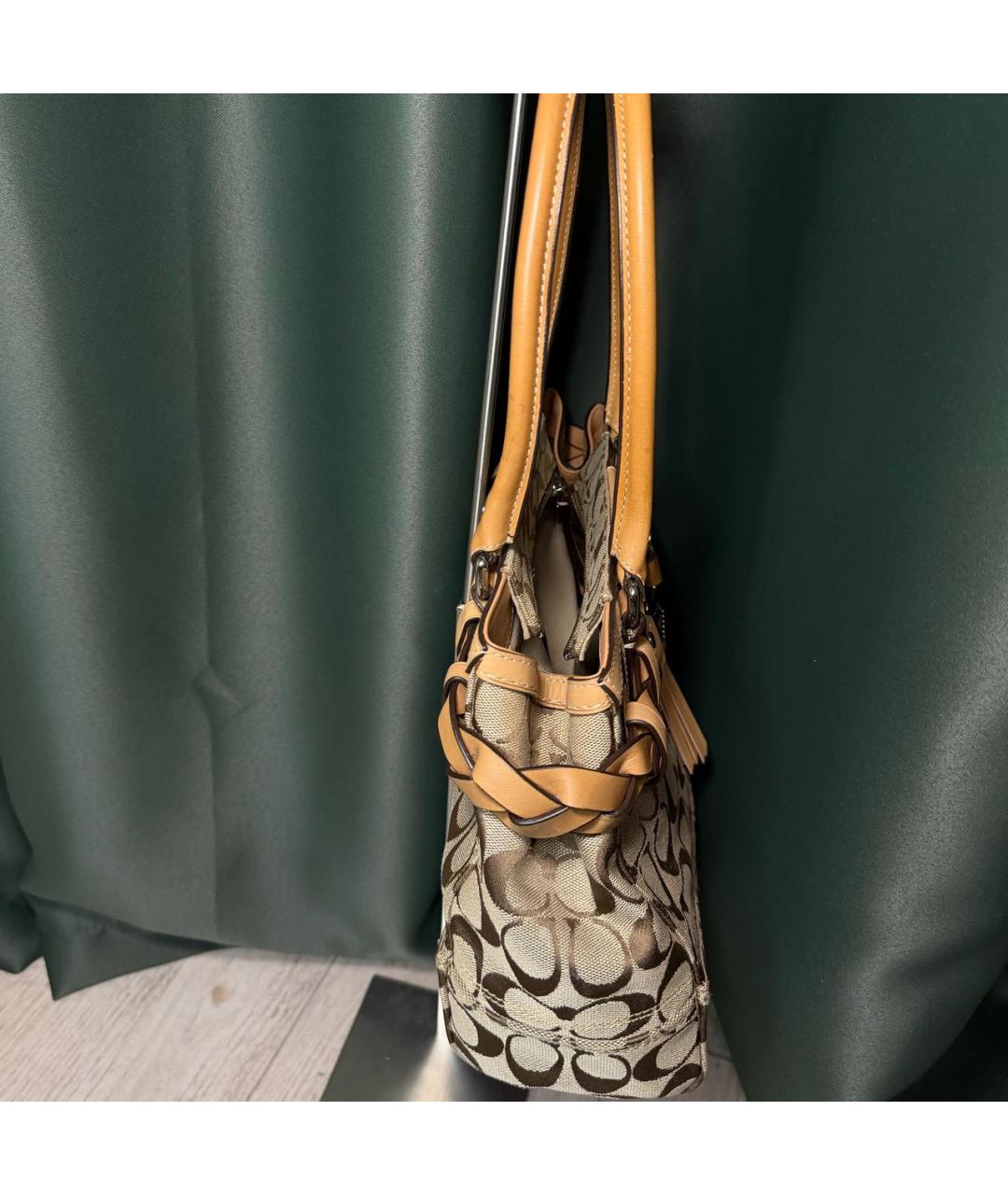 COACH Коричневая сумка с короткими ручками, фото 7