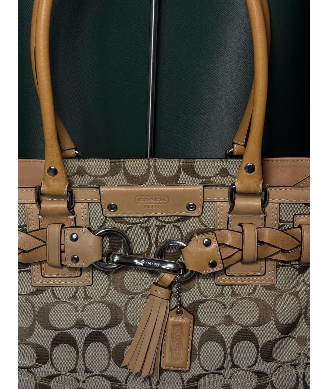 COACH Коричневая сумка с короткими ручками, фото 3