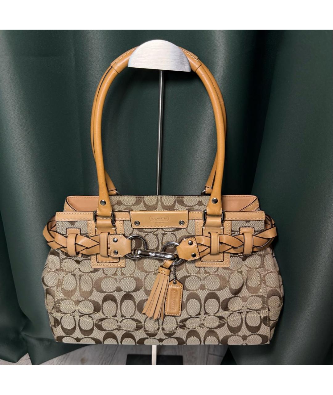 COACH Коричневая сумка с короткими ручками, фото 9