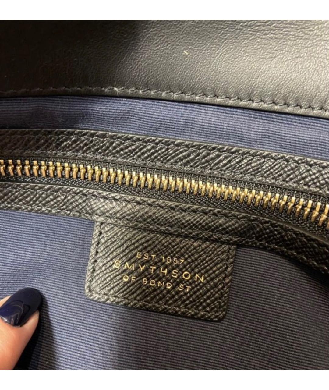 SMYTHSON Черная кожаная сумка через плечо, фото 6