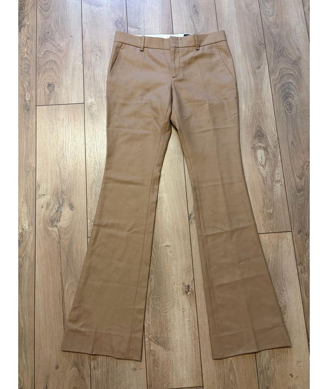 GUCCI Горчичные шерстяные прямые брюки, фото 6