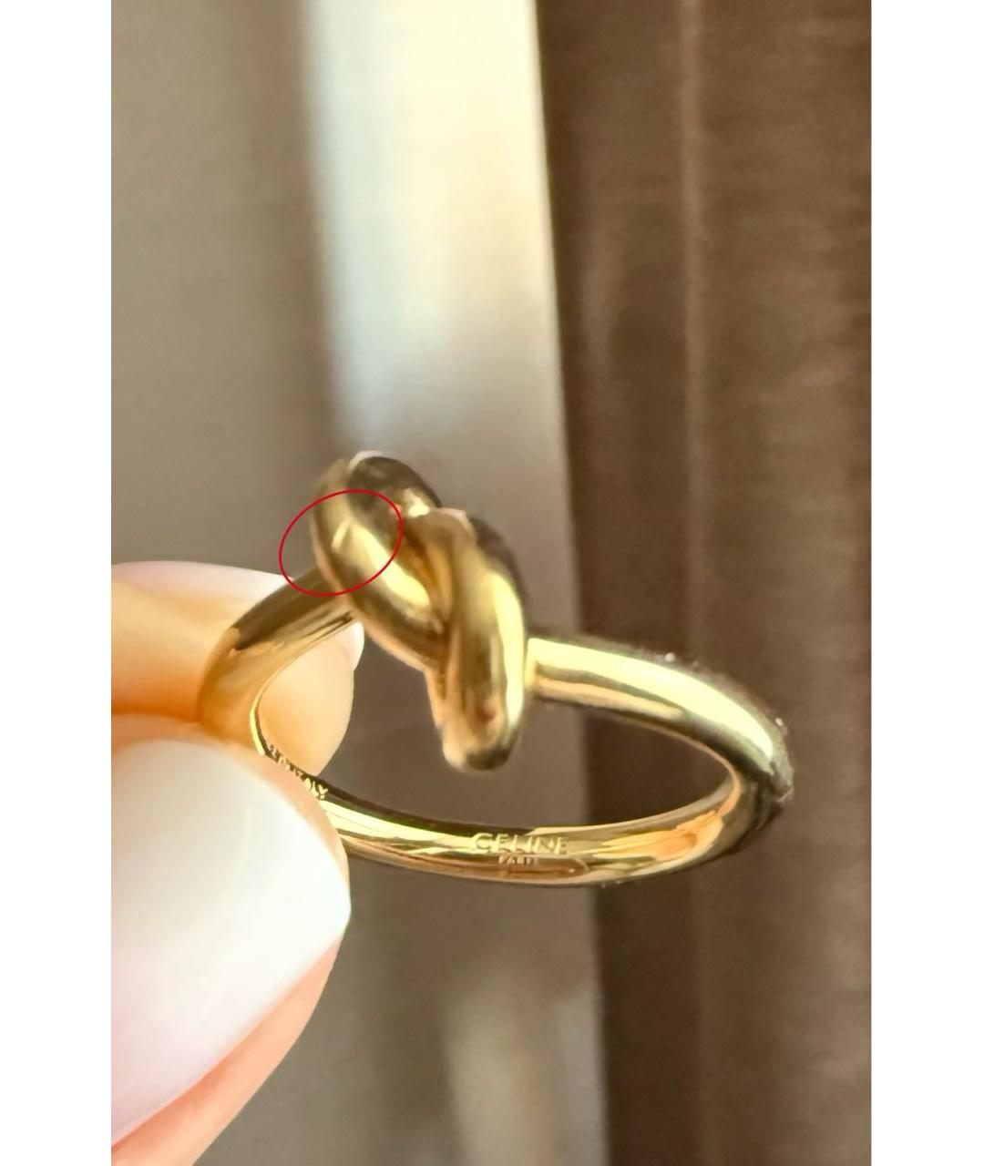 CELINE Золотое металлическое кольцо, фото 4