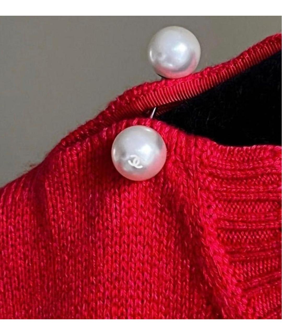 CHANEL Красное кашемировое повседневное платье, фото 4