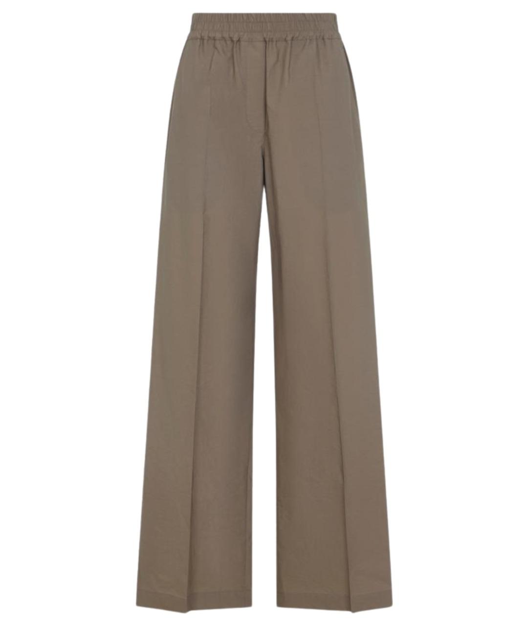 BRUNELLO CUCINELLI Коричневые хлопковые прямые брюки, фото 1