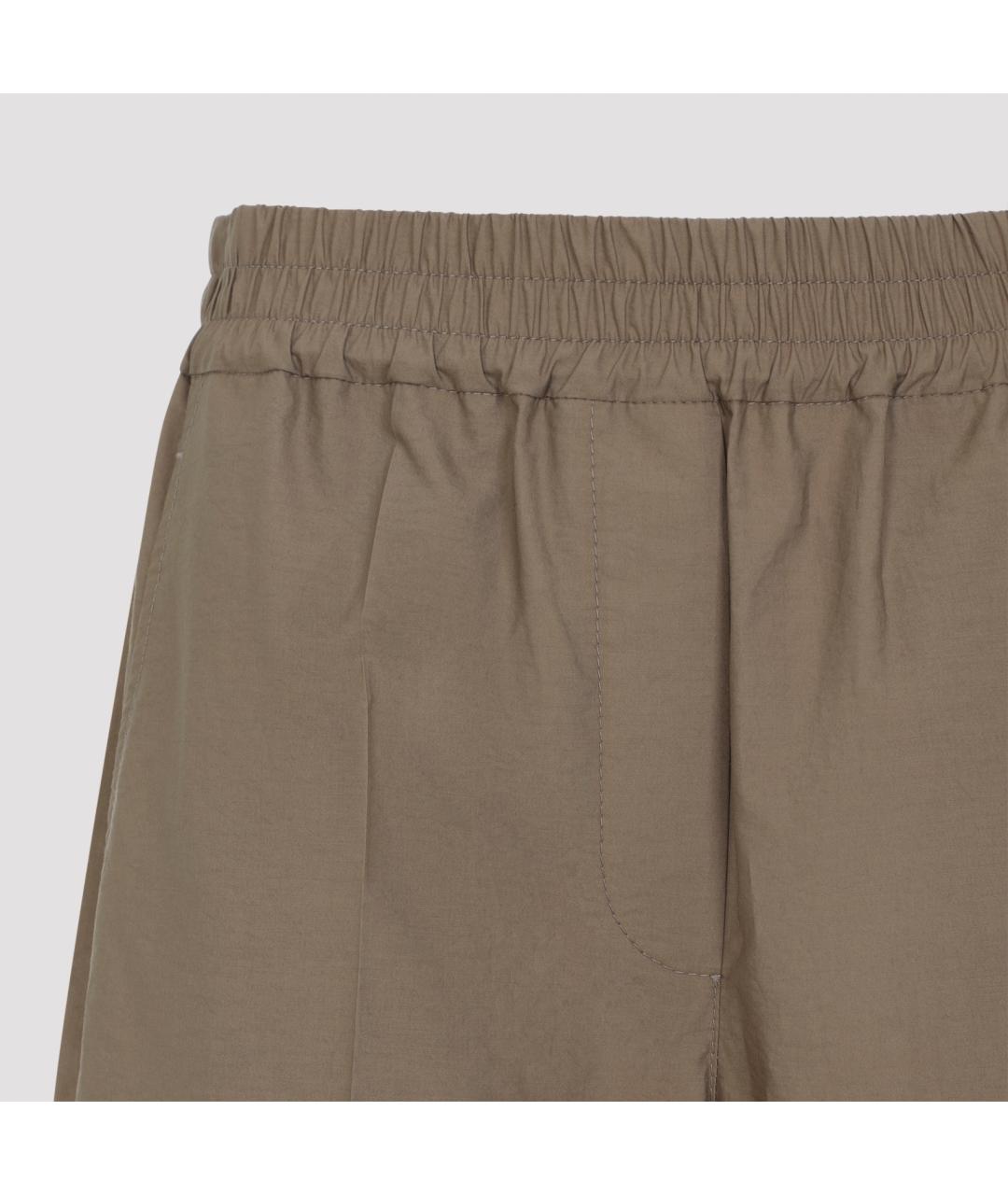 BRUNELLO CUCINELLI Коричневые хлопковые прямые брюки, фото 3