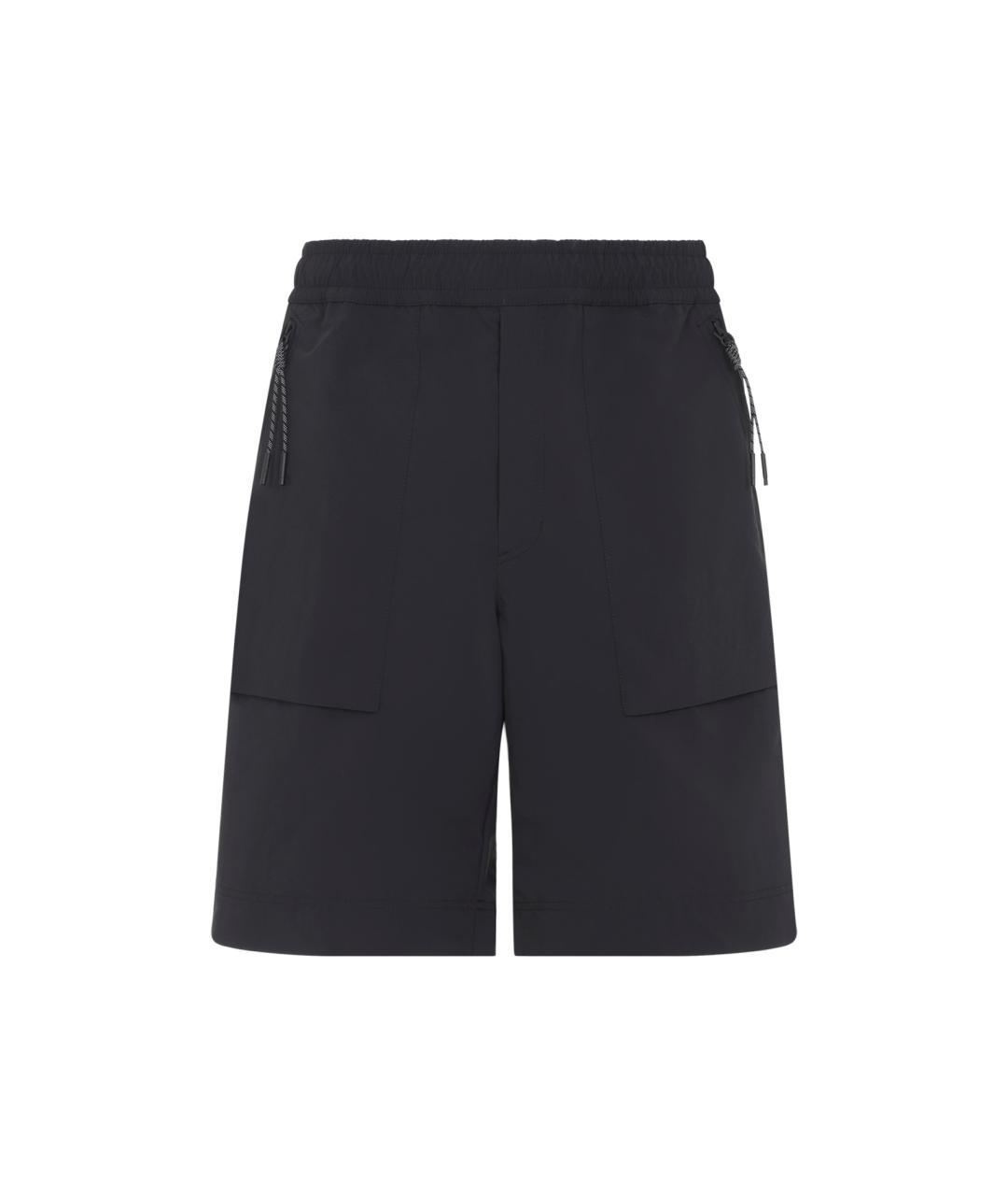 MONCLER GRENOBLE Черные полиэстеровые шорты, фото 1