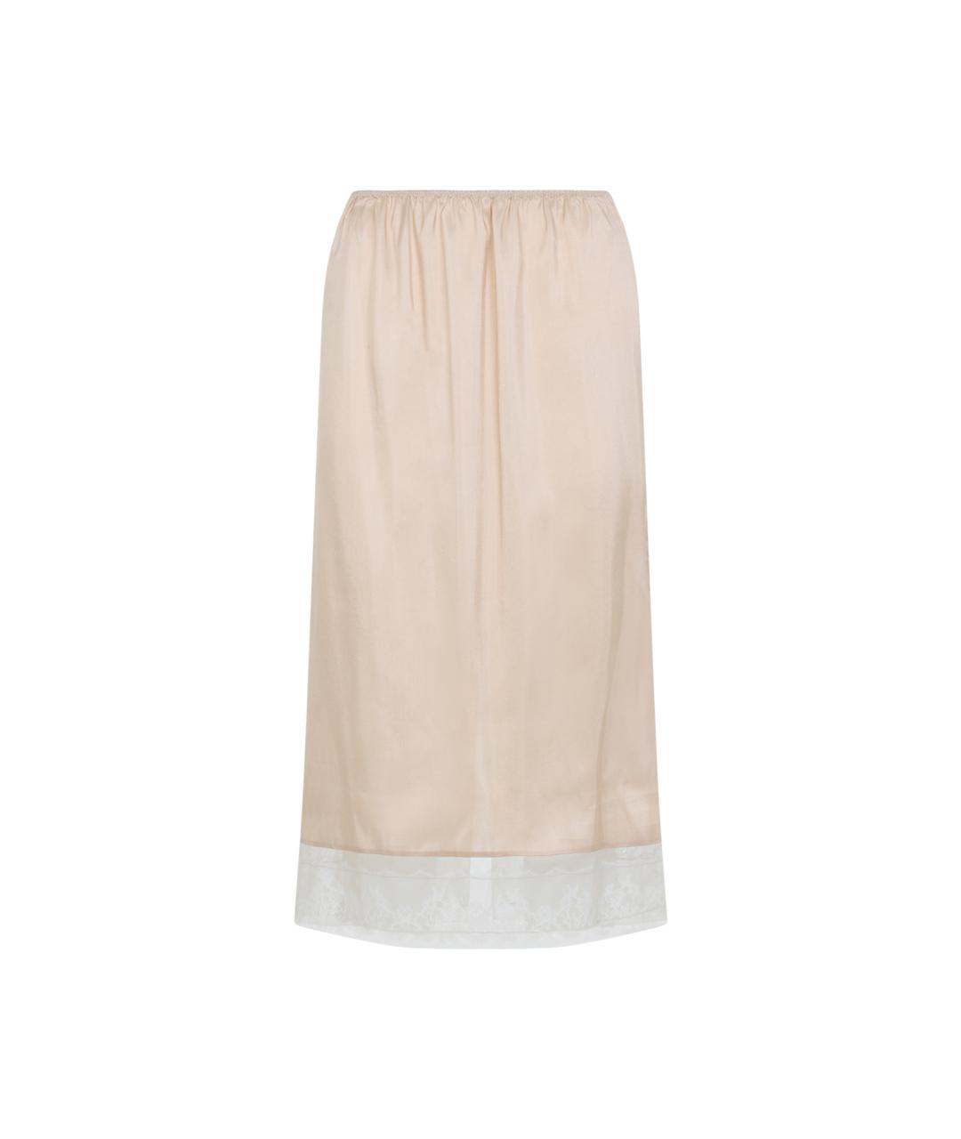 Carven Бежевая шелковая юбка миди, фото 1