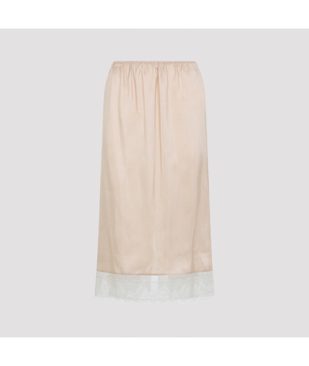 Carven Бежевая шелковая юбка миди, фото 2