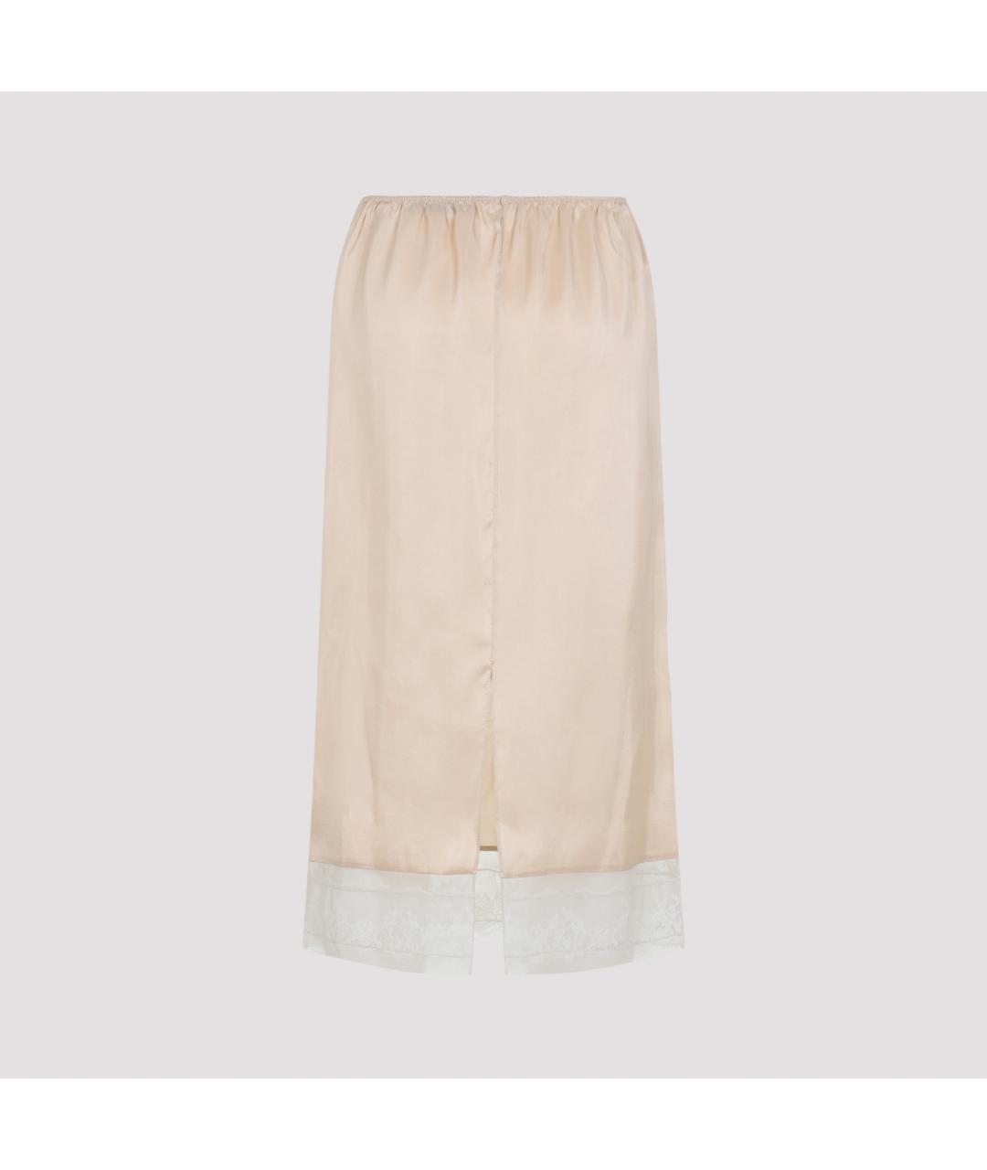 Carven Бежевая шелковая юбка миди, фото 3