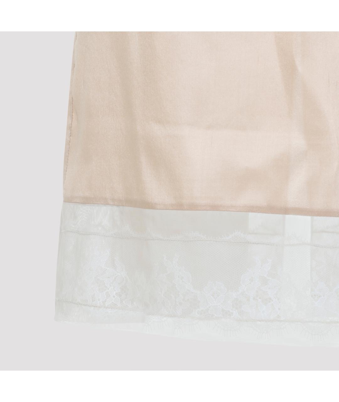 Carven Бежевая шелковая юбка миди, фото 4