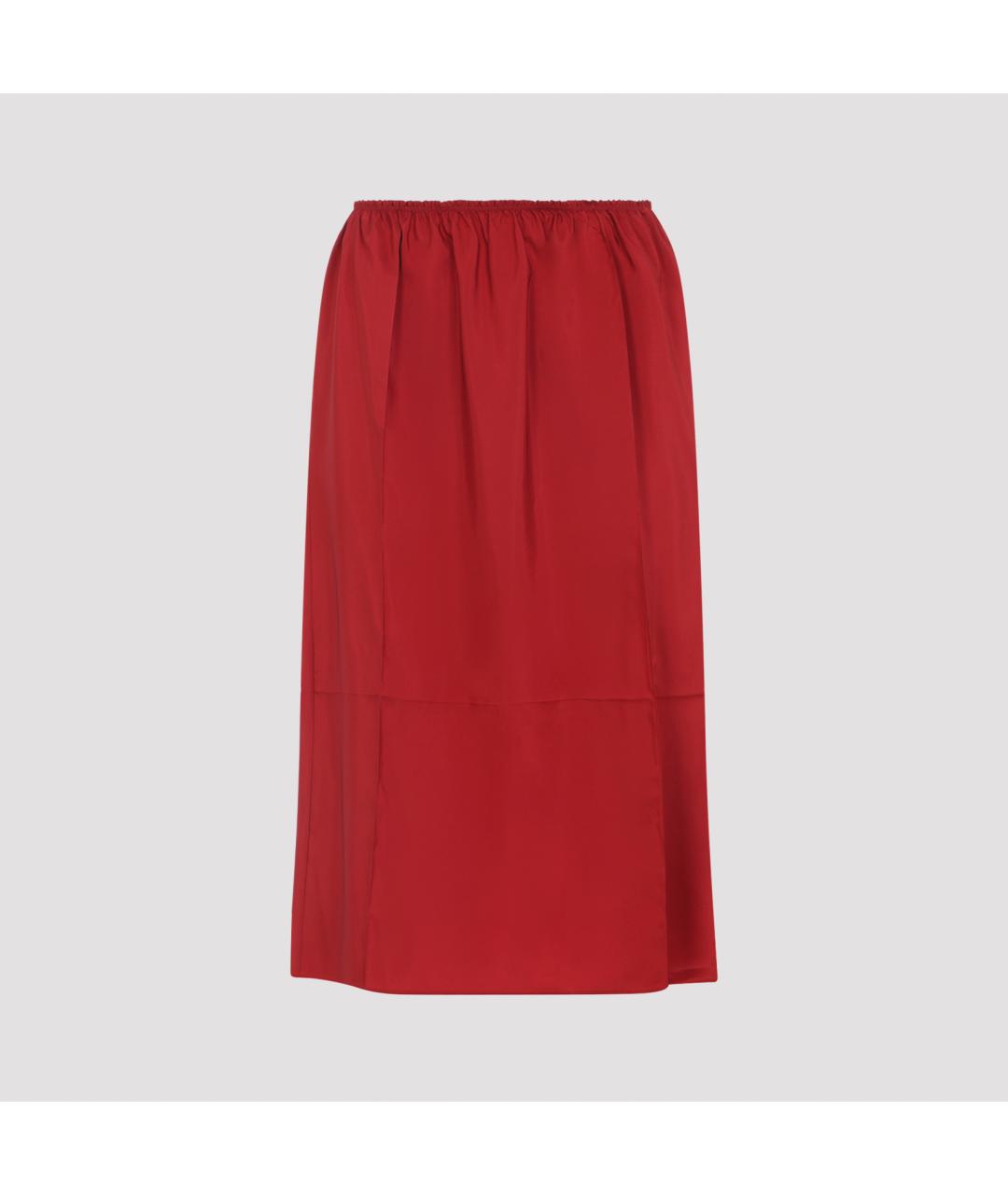 Carven Красная шелковая юбка миди, фото 3