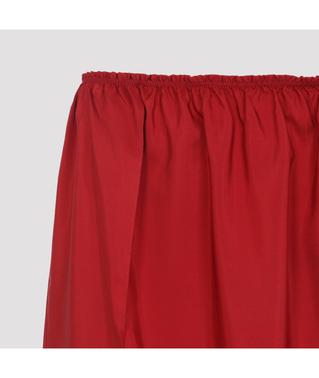 Carven Красная шелковая юбка миди, фото 5