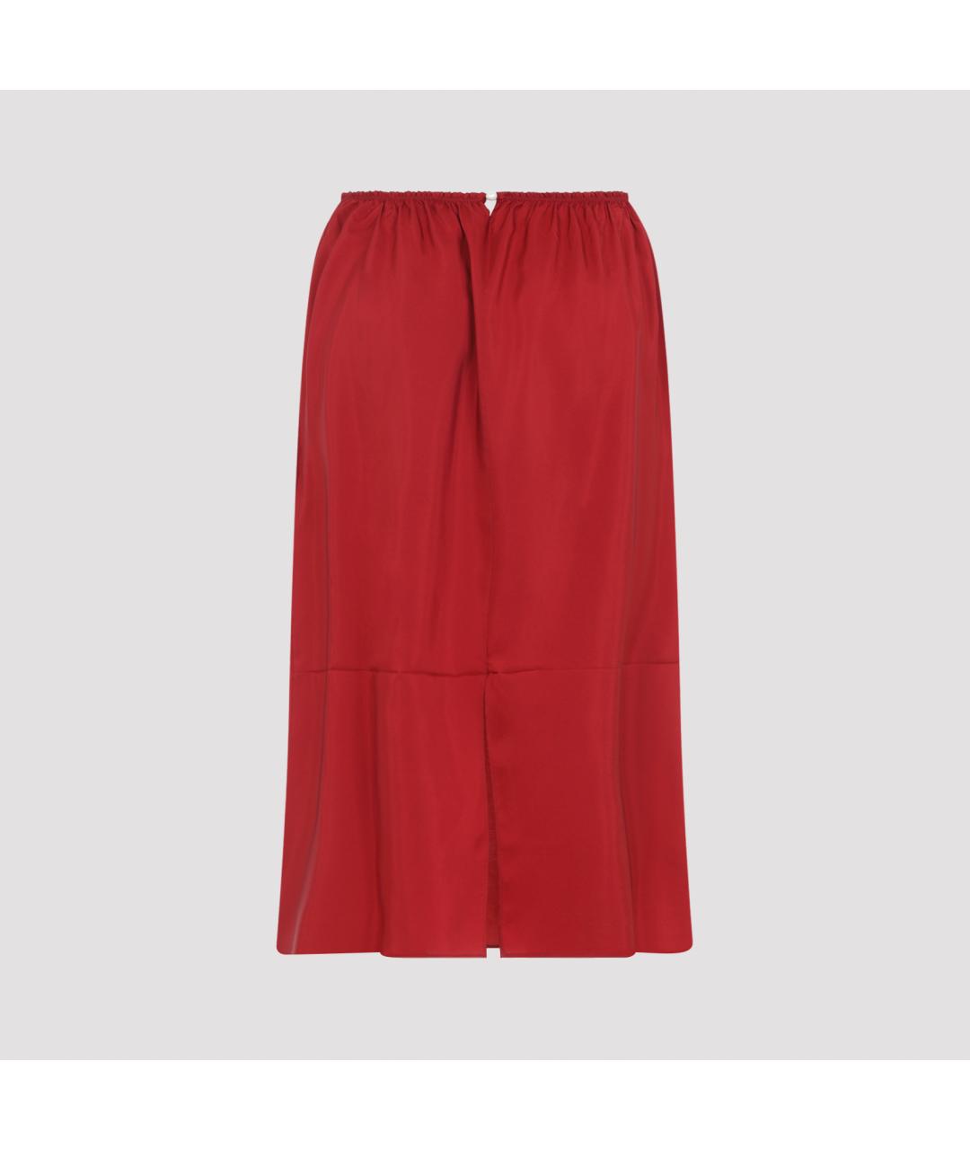 Carven Красная шелковая юбка миди, фото 4
