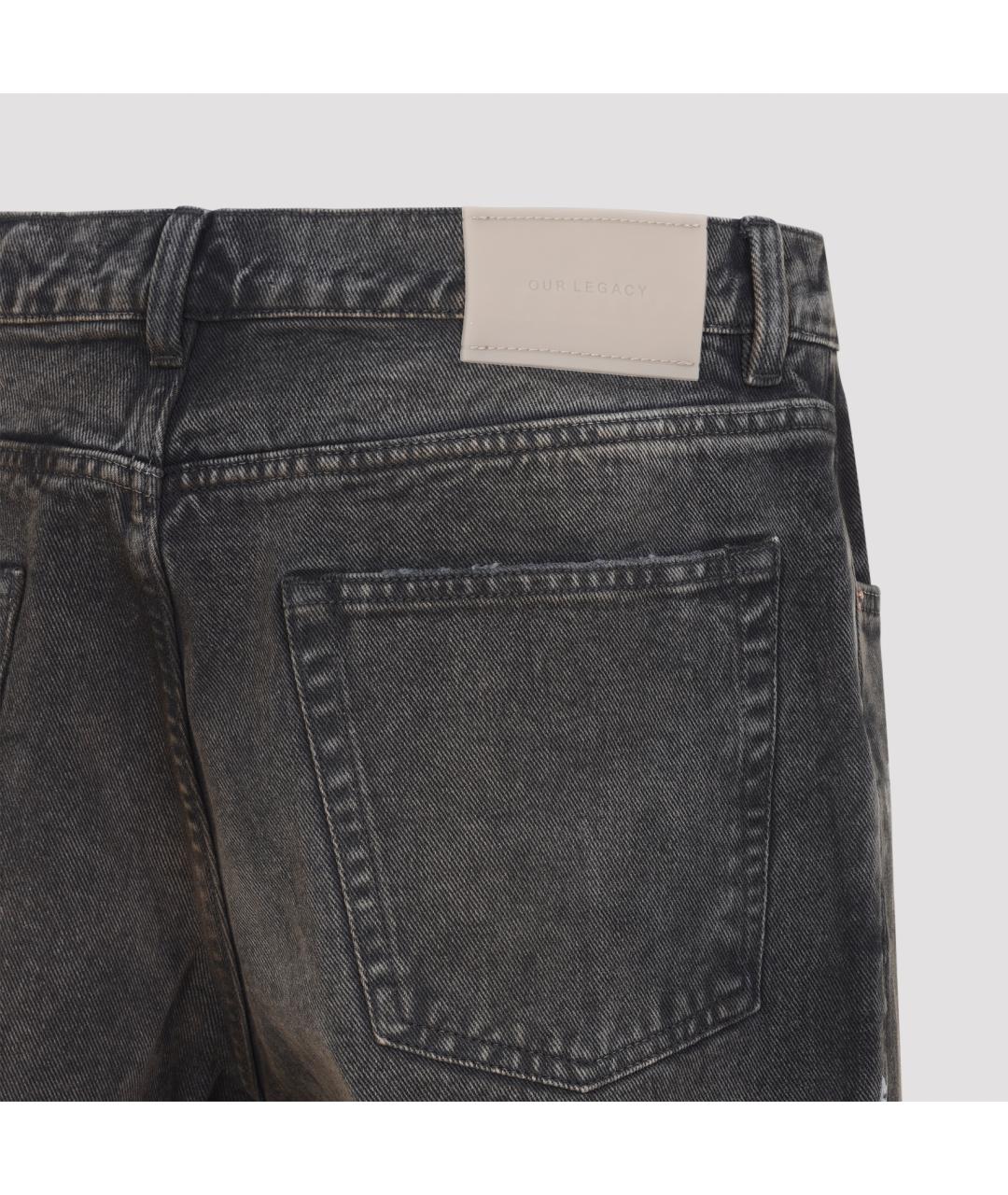 OUR LEGACY Антрацитовые хлопковые прямые джинсы, фото 4