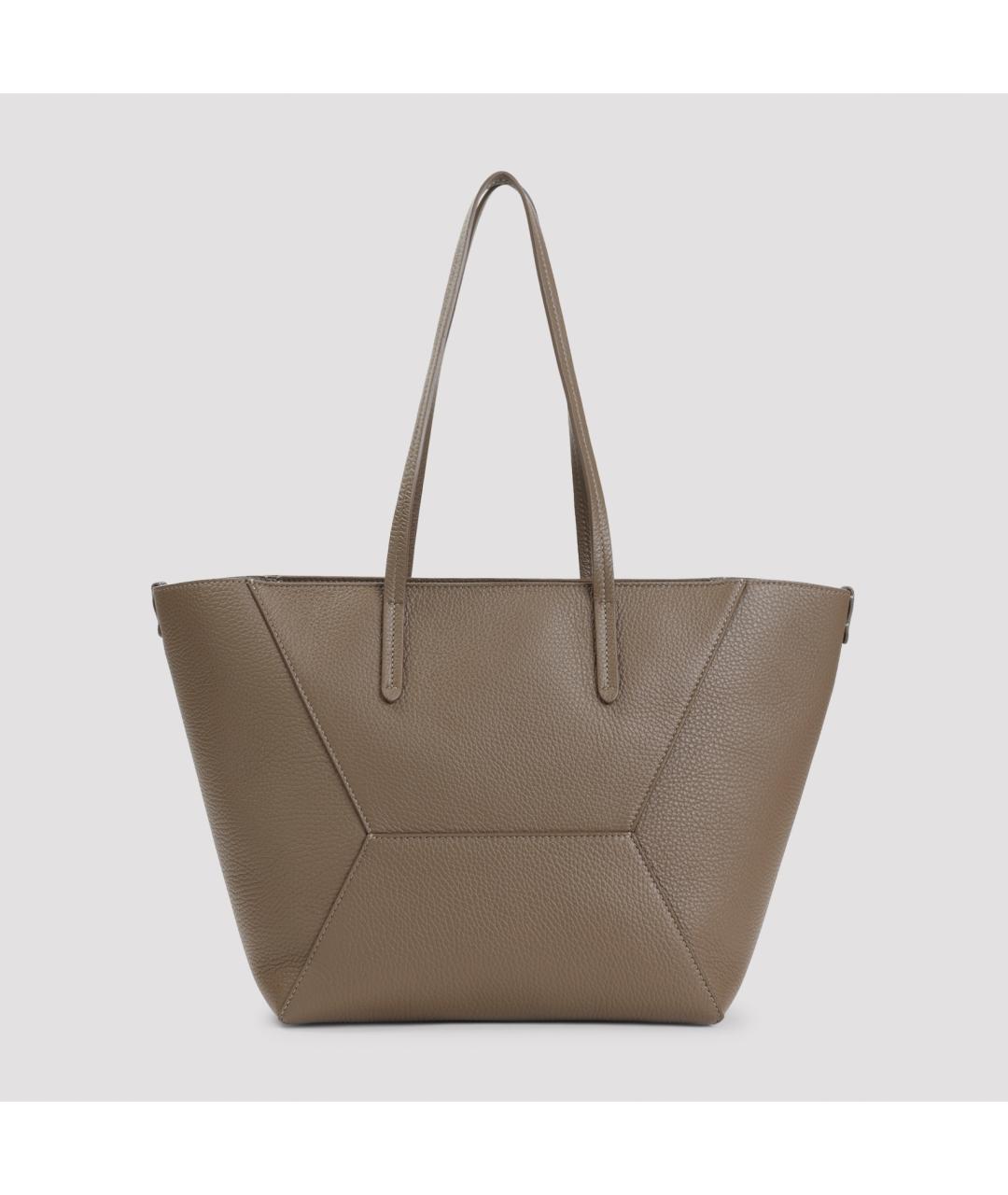 BRUNELLO CUCINELLI Коричневая кожаная сумка тоут, фото 2