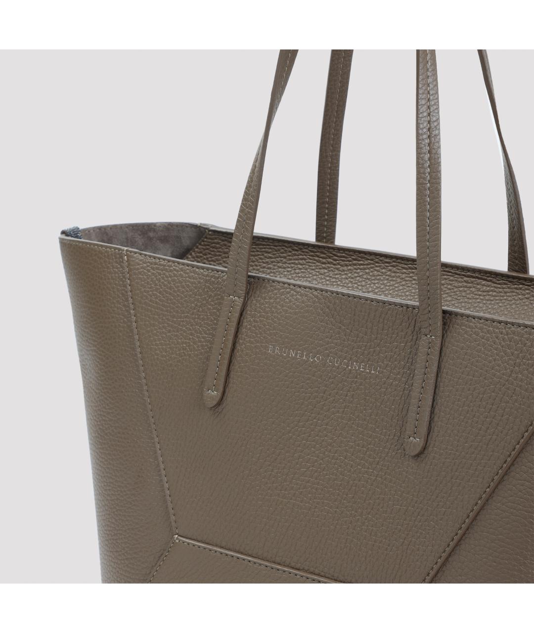 BRUNELLO CUCINELLI Коричневая кожаная сумка тоут, фото 3
