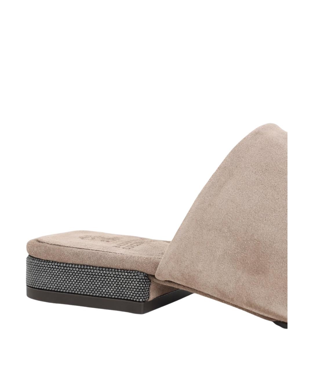 BRUNELLO CUCINELLI Бежевые замшевые сандалии, фото 4