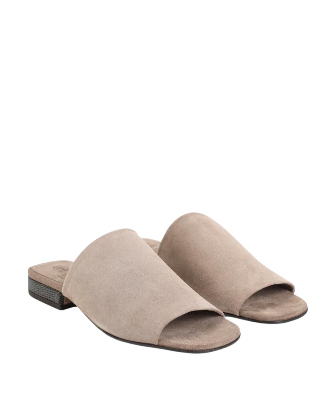 BRUNELLO CUCINELLI Бежевые замшевые сандалии, фото 3