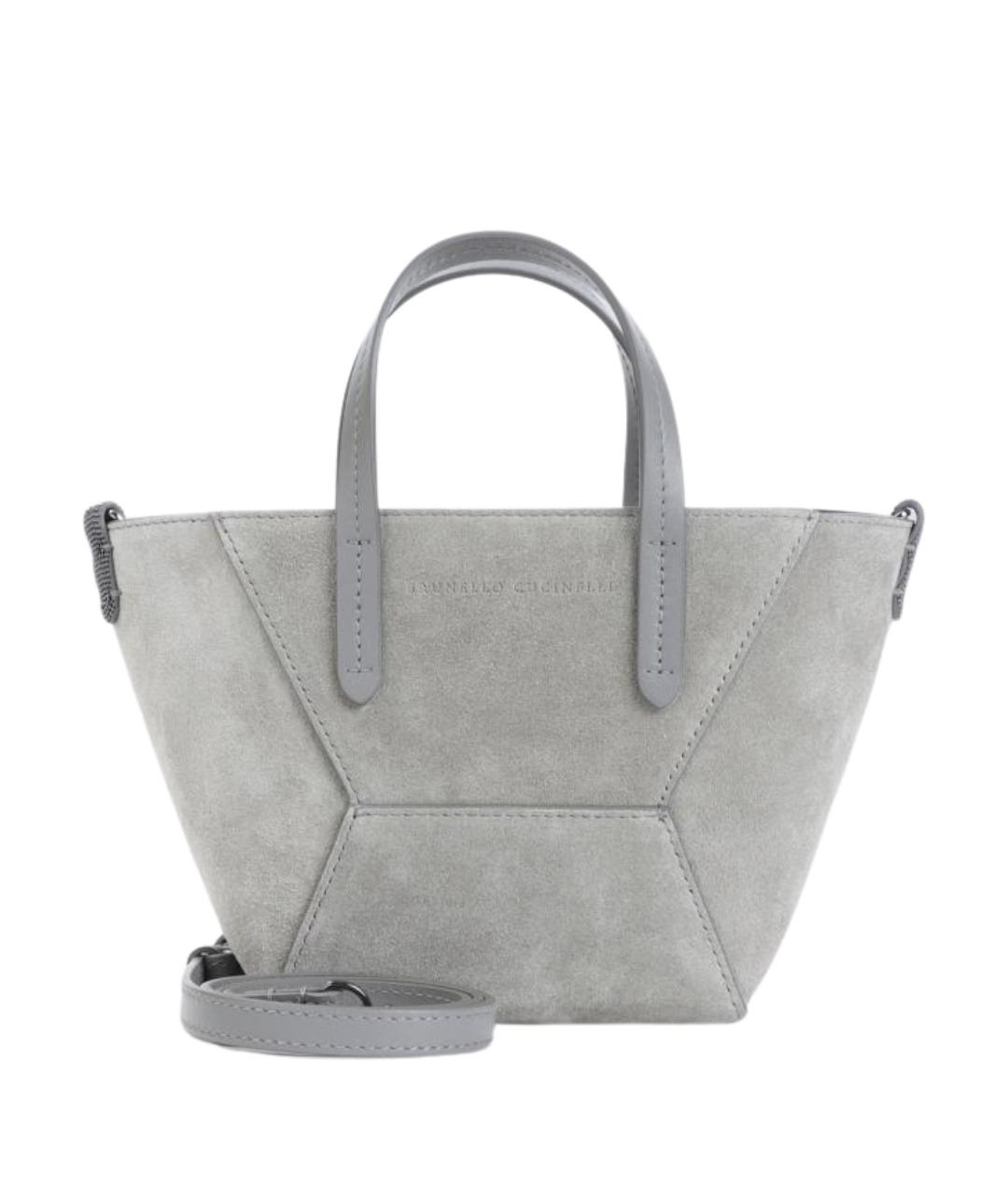 BRUNELLO CUCINELLI Серая замшевая сумка тоут, фото 1