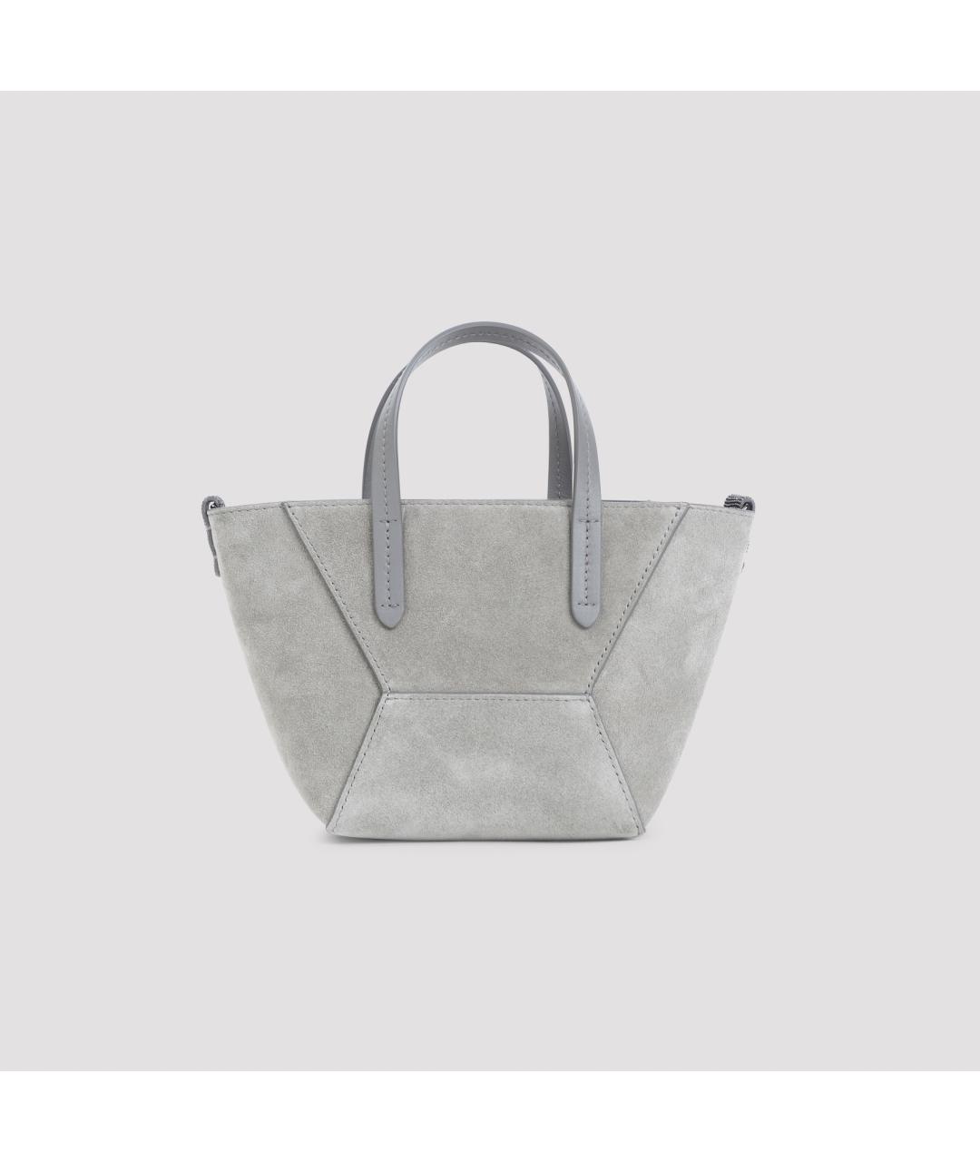 BRUNELLO CUCINELLI Серая замшевая сумка тоут, фото 2