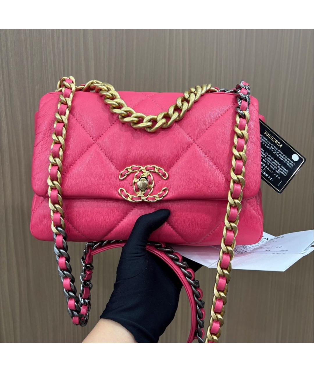 CHANEL Розовая кожаная сумка через плечо, фото 9