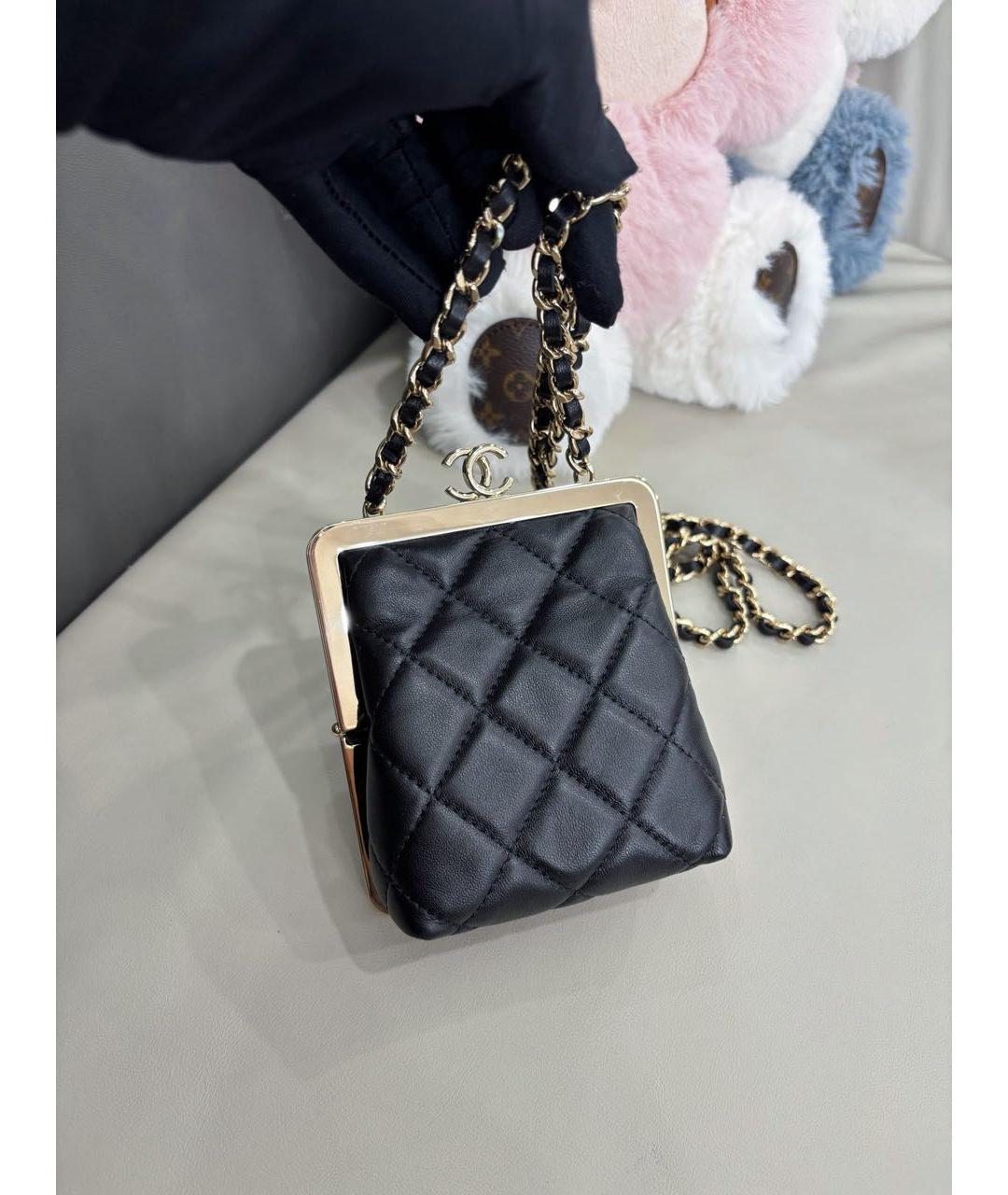 CHANEL Черная кожаная сумка через плечо, фото 8