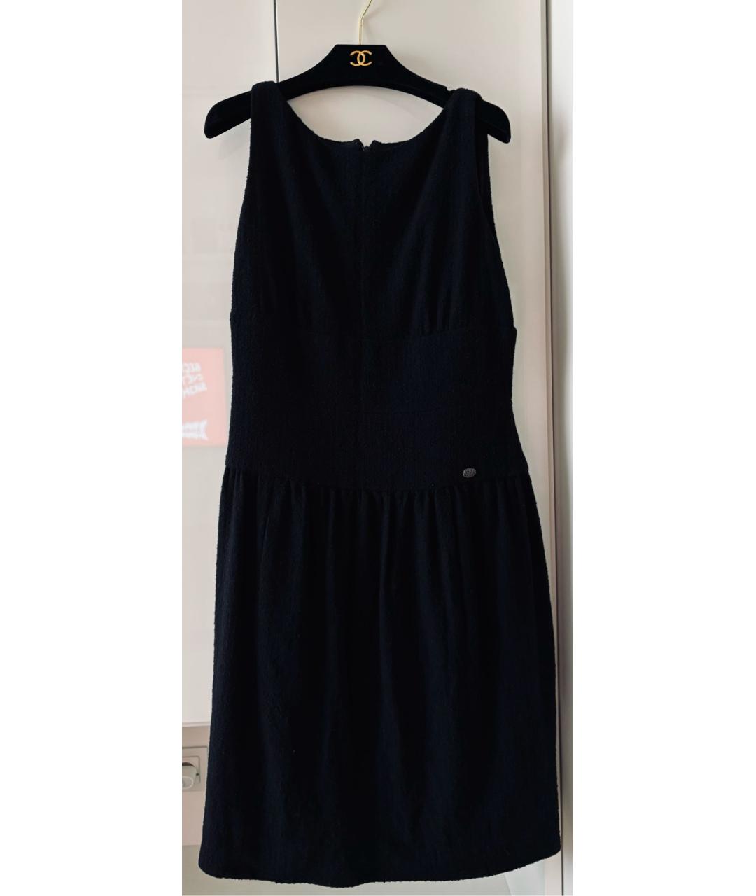 CHANEL Черное шерстяное повседневное платье, фото 6